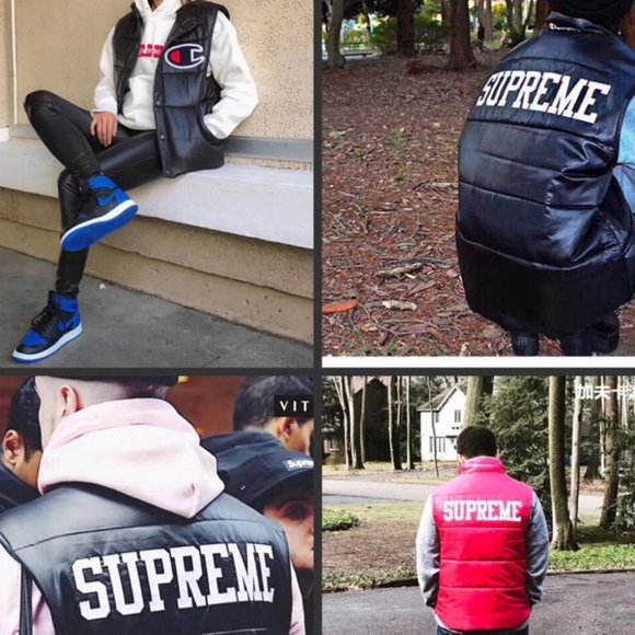 🔥 CHAMPION x SUPREME Puffy Blue Vest MEDIUM - Picture 4 of 8